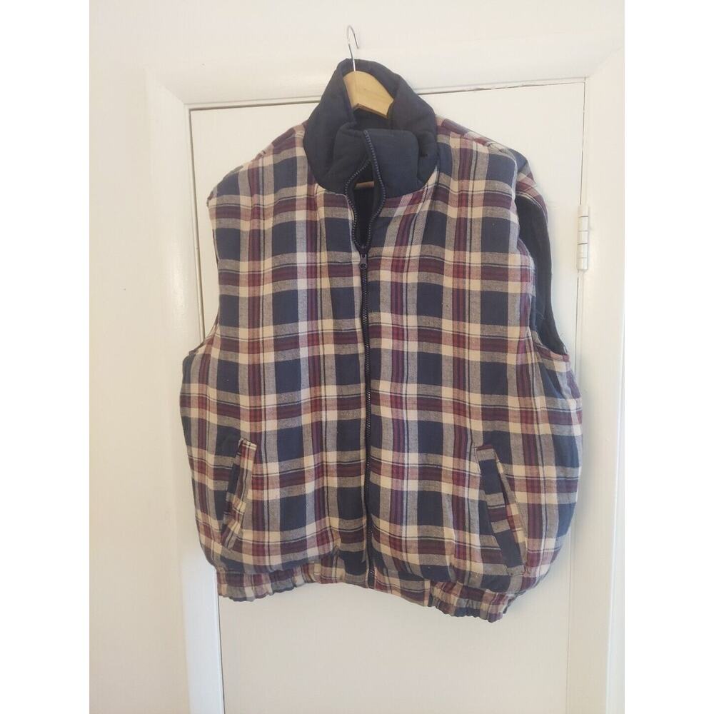 Northcrest Sz XL Reversible Vest Plaid Black North Crest Hiking The Spirit Of A
